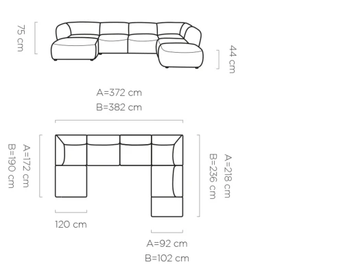 Narożnik modułowy Candelo XL