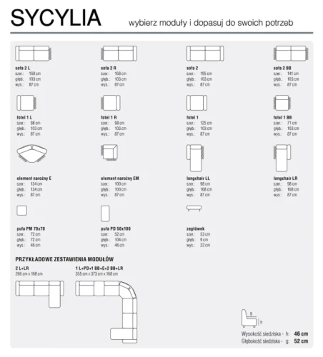 Narożnik modułowy Sycylia